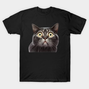 Funny Scared Cat Face, Cat Lover, Scaredy Cat T-Shirt